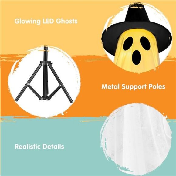 2 Packs 47'' Halloween Decorations Outdoor Standing Ghost, Light Up - Picture 4 of 8